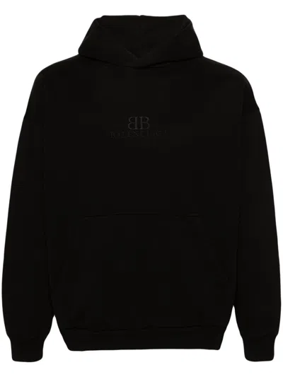 Balenciaga Men's Bb Embroidery Large Fit Hoodie In Black