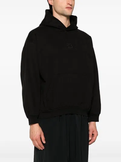 Balenciaga Men's Bb Embroidery Large Fit Hoodie In Black