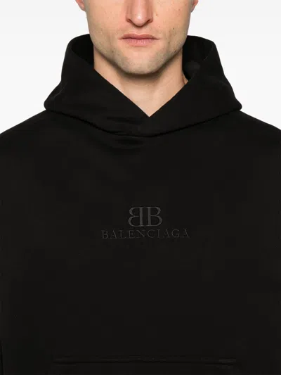 Balenciaga Men's Bb Embroidery Large Fit Hoodie In Black