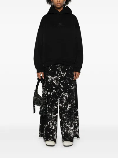 Balenciaga Men's Bb Embroidery Large Fit Hoodie In Black