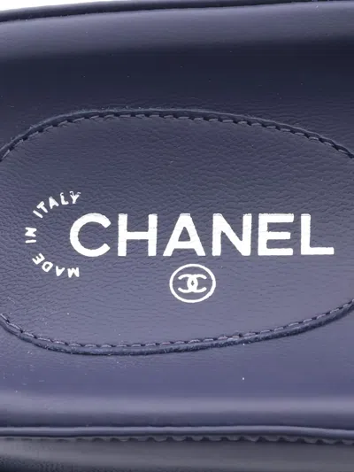 Pre-owned Chanel Logo-embossed Sandals In Blue
