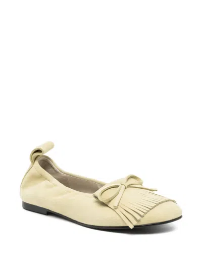 Open Yy Bun Suede Flats In Yellow