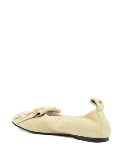 Open Yy Bun Suede Flats In Yellow