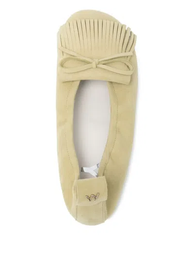 Open Yy Bun Suede Flats In Yellow