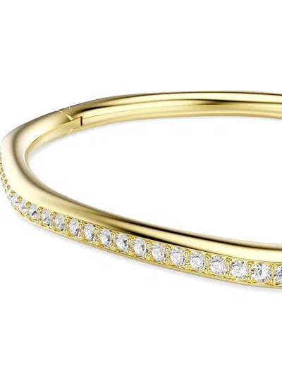 Swarovski Dextera Pave Crystal Geometric Bangle Bracelet In Gold