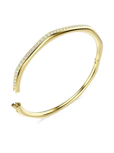 Swarovski Dextera Pave Crystal Geometric Bangle Bracelet In Gold