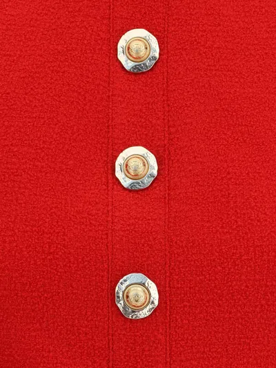 Balmain Wool Crop Top In Red