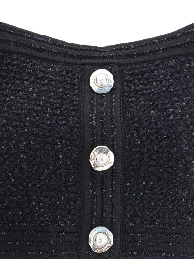 Balmain Tweed Crop Top In Black