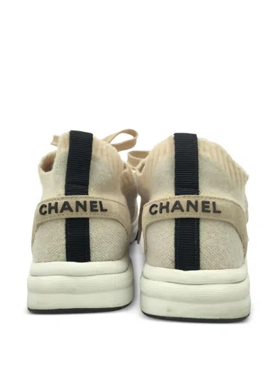 Pre-owned Chanel Knitted Slip-on Sneakers In Neutral
