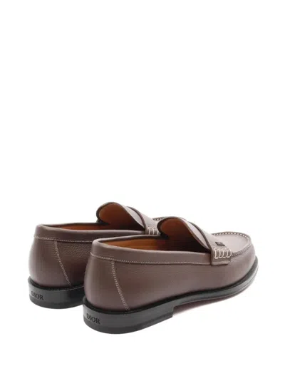Pre-owned Dior Granville Leather Loafers In Brown