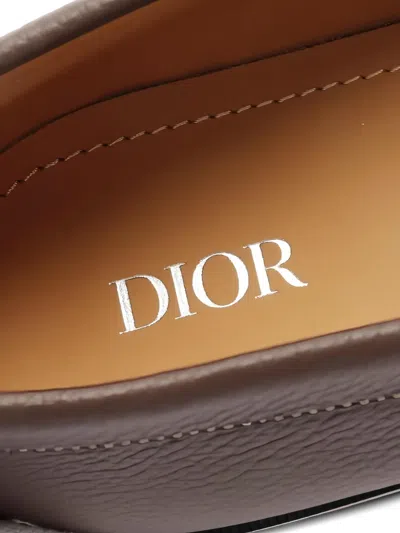 Pre-owned Dior Granville Leather Loafers In Brown