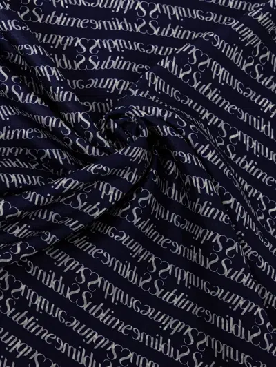 Tory Burch Lettering-pattern Scarf In Blue