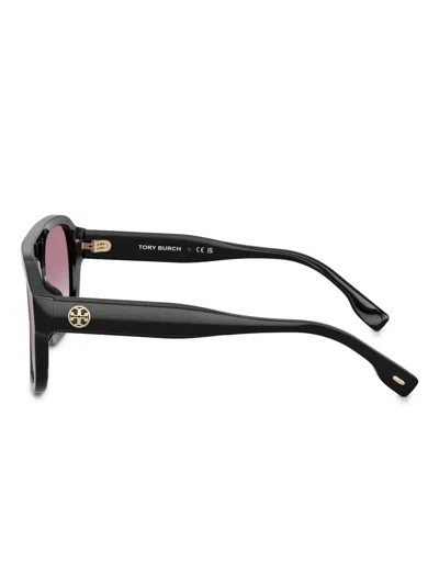 Tory Burch Double-bridge Square-frame Sunglasses In Black