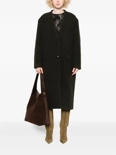 Isabel Marant Button-front Patch-pocket Coat In Green