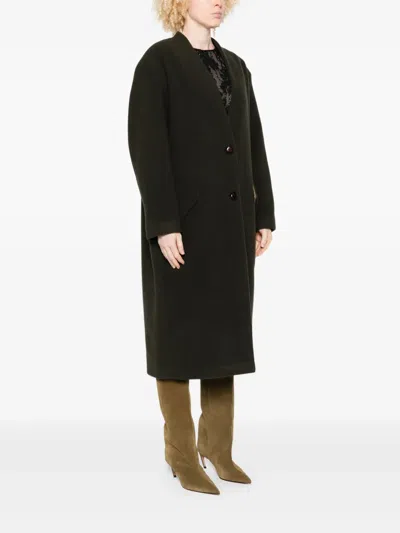 Isabel Marant Button-front Patch-pocket Coat In Green