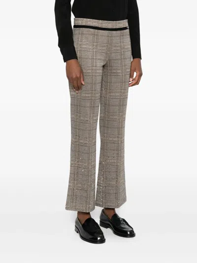 Cambio Check-embellished Trousers In Brown