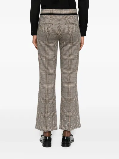 Cambio Check-embellished Trousers In Brown