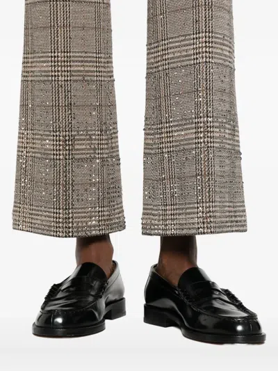 Cambio Check-embellished Trousers In Brown