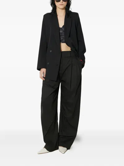 Fiorucci Double-breasted Embroidered Blazer In Black