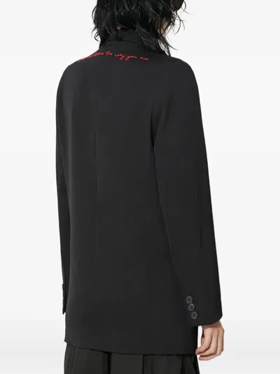 Fiorucci Double-breasted Embroidered Blazer In Black