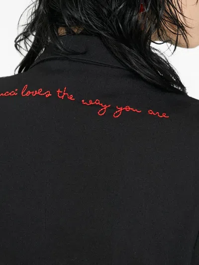 Fiorucci Double-breasted Embroidered Blazer In Black