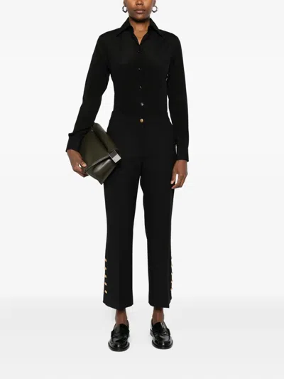 Cambio Button-detailed Flared Trousers In Black