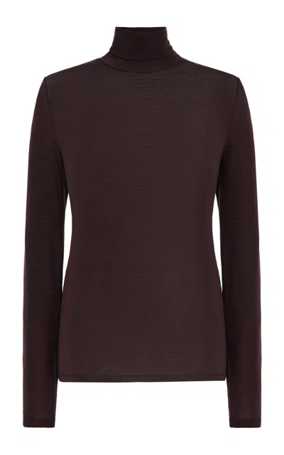 Agolde Pascale Jersey Turtleneck Top In Brown