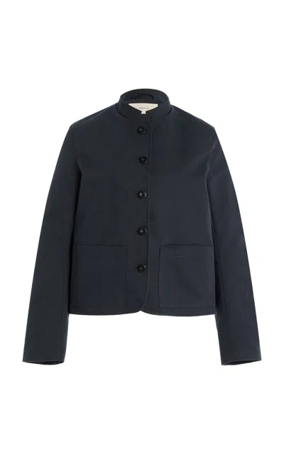 Jeanerica Peplum Cotton-blend Waxed Jacket In Blue