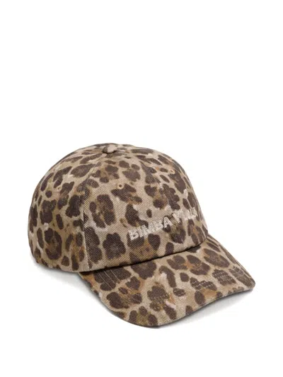 Bimba Y Lola Leopard-print Cotton Cap In Gray