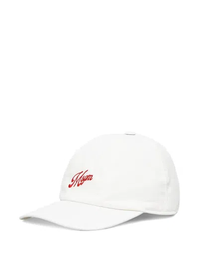 Msgm Embroidered-logo Baseball Cap In White