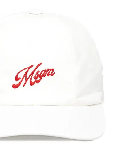 Msgm Embroidered-logo Baseball Cap In White