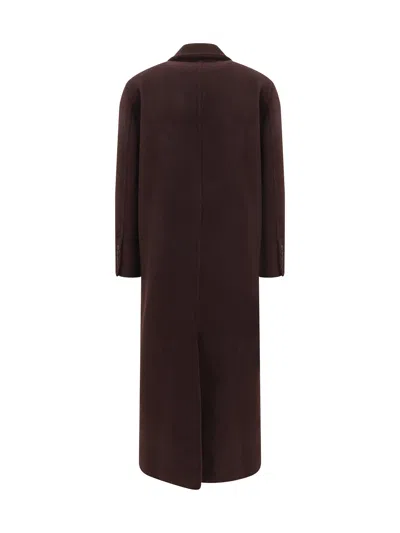 Brunello Cucinelli Hand-crafted Coat In Cashmere Double Beaver Cloth With Monili In Purple