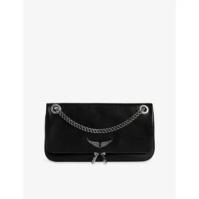 Zadig & Voltaire Rock Ii Grained Leather Crossbody Bag In Black
