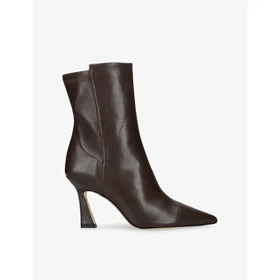 Stuart Weitzman 5050 Vinnie High Heels Ankle Boots In Brown Leather In Black