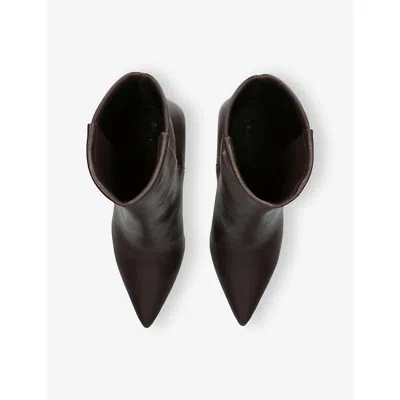 Stuart Weitzman 5050 Vinnie High Heels Ankle Boots In Brown Leather In Black