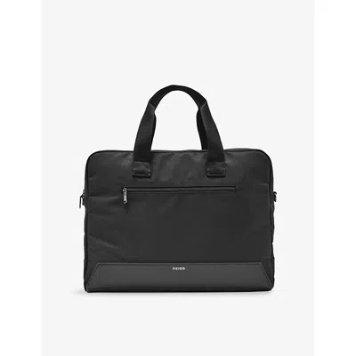 Reiss Mens Black Iverson Logo-embossed Woven Briefcas In Black