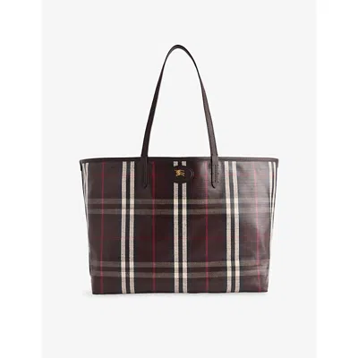 Burberry Womens Mahogany Medium Highlands Cotton-blend Tote Bag In Multi