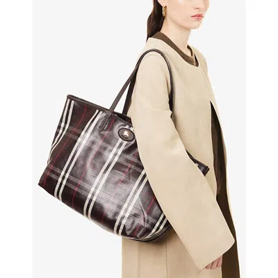 Burberry Womens Mahogany Medium Highlands Cotton-blend Tote Bag In Multi