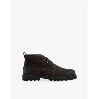 Allsaints Suede Skiff Lace-up Boots In Gold