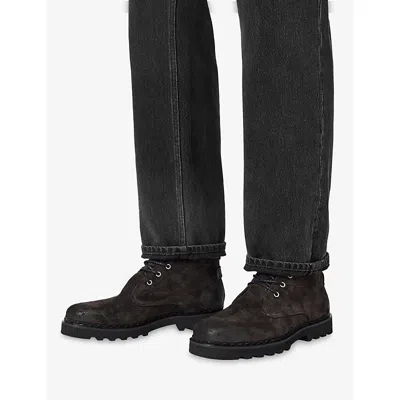 Allsaints Suede Skiff Lace-up Boots In Gold