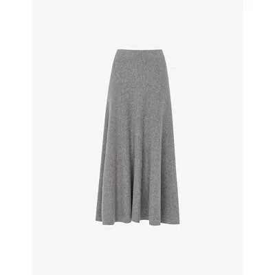 Whistles Womens Grey A-line Knitted Wool Midi Skirt In Gray