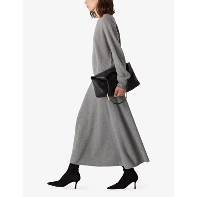 Whistles Womens Grey A-line Knitted Wool Midi Skirt In Gray