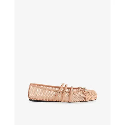 Gucci Net Nappa Triple-strap Horsebit Ballerina Flats In Pink