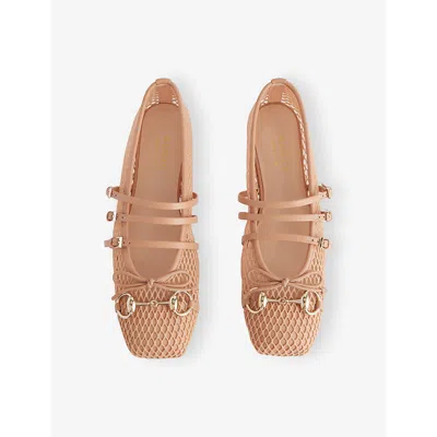 Gucci Net Nappa Triple-strap Horsebit Ballerina Flats In Pink