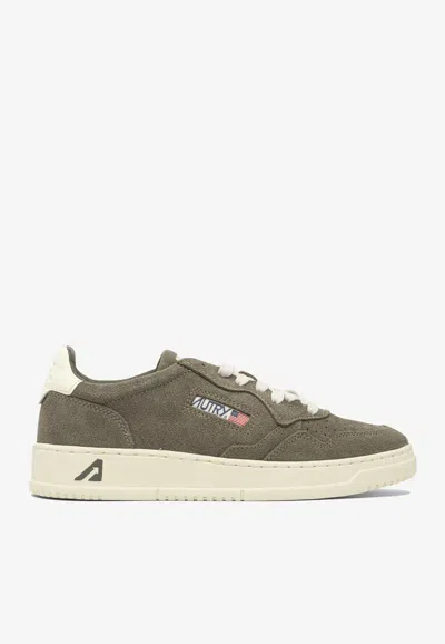Autry Low Top Suede Panels Sneakers In Green