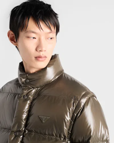 Prada Medium Down Jacket In Re-nylon In Green