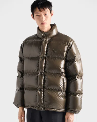 Prada Medium Down Jacket In Re-nylon In Green