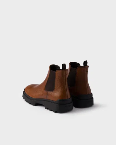 Prada Textured-leather Chelsea Boots In Brown