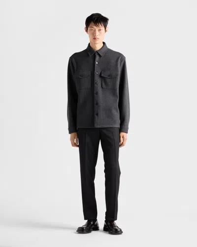 Prada Patch-pocket Button Shirt In Gray