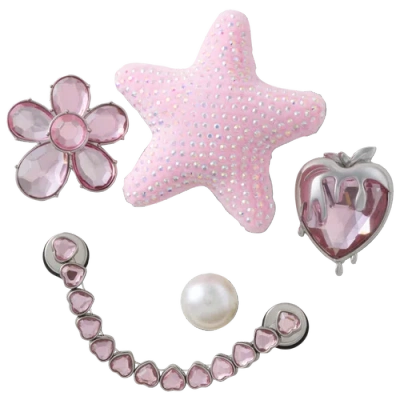 Crocs Youth   Jibbitz Pink And Pearl 5 Pack In Multi